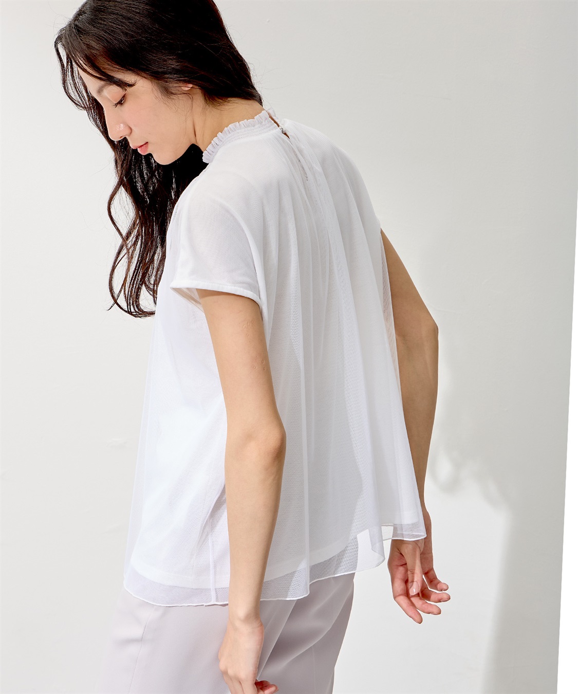 A/C DESIGN BY ALPHA CUBIC チュールギャザーTブラウス_sub_29