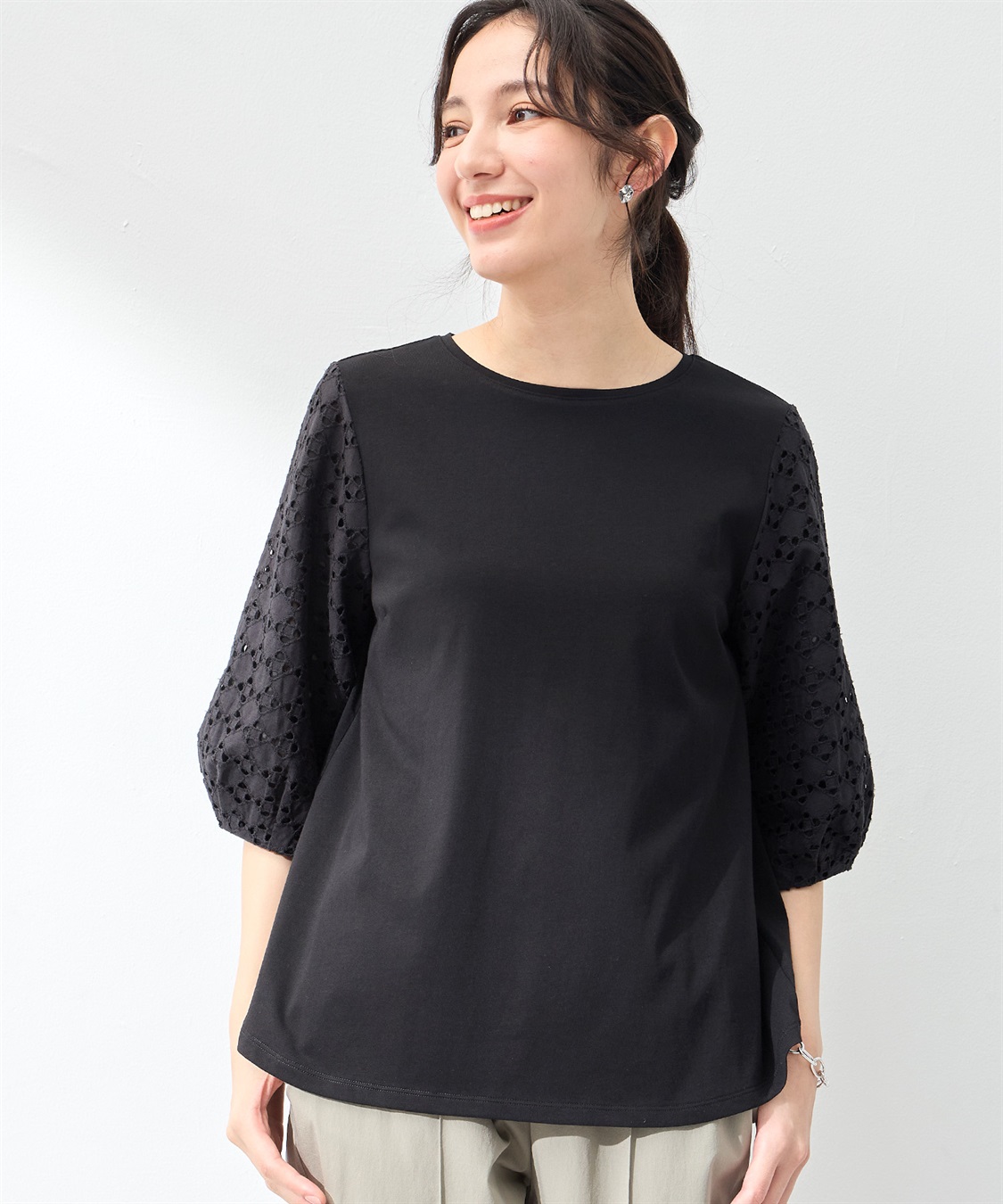 A/C DESIGN BY ALPHA CUBIC 【UVカット】レーススリーブプルオーバー_sub_4