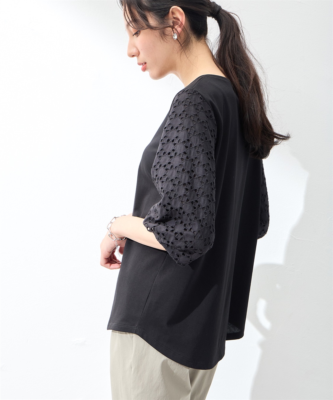 A/C DESIGN BY ALPHA CUBIC 【UVカット】レーススリーブプルオーバー_sub_5