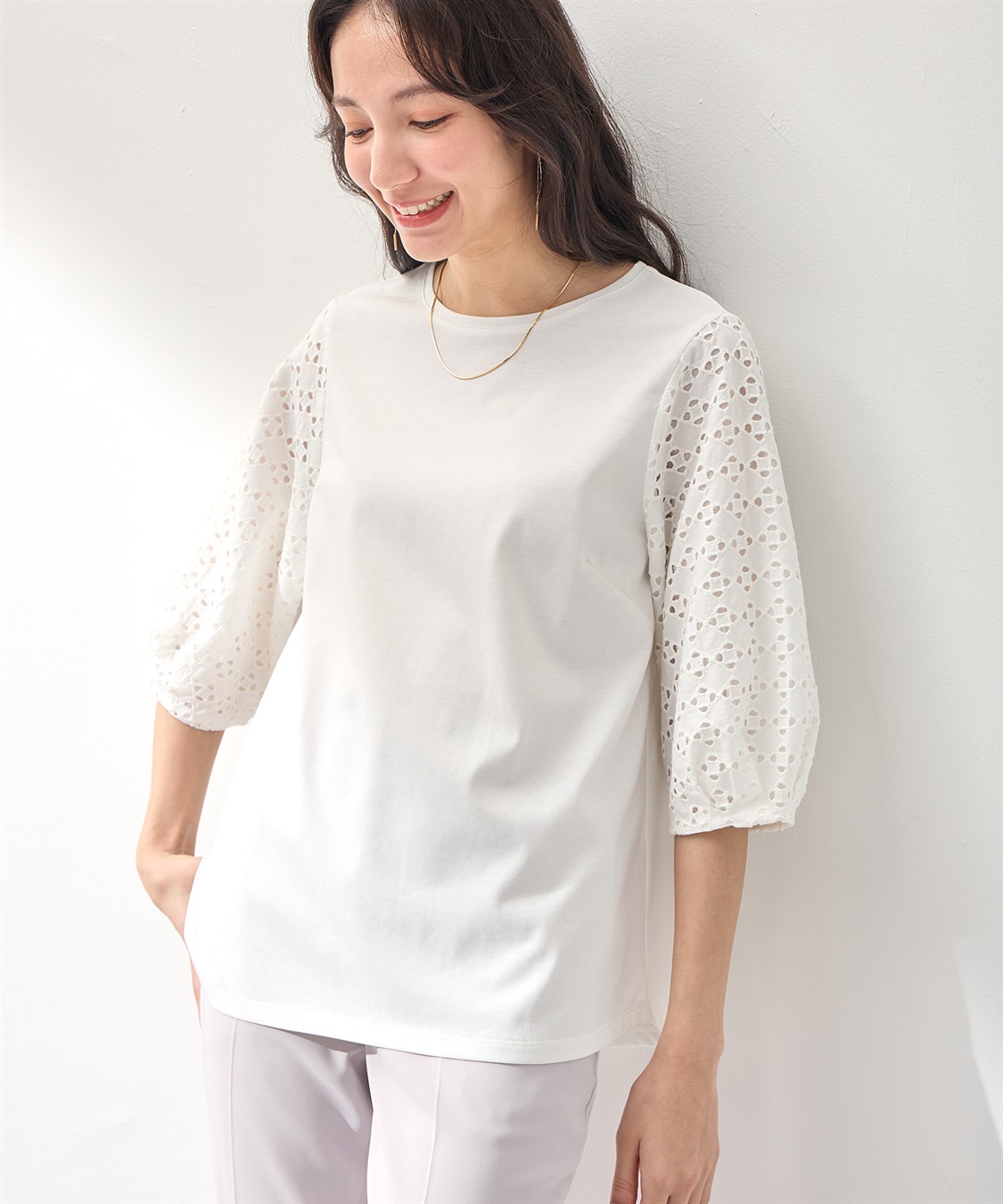 A/C DESIGN BY ALPHA CUBIC 【UVカット】レーススリーブプルオーバー_sub_20