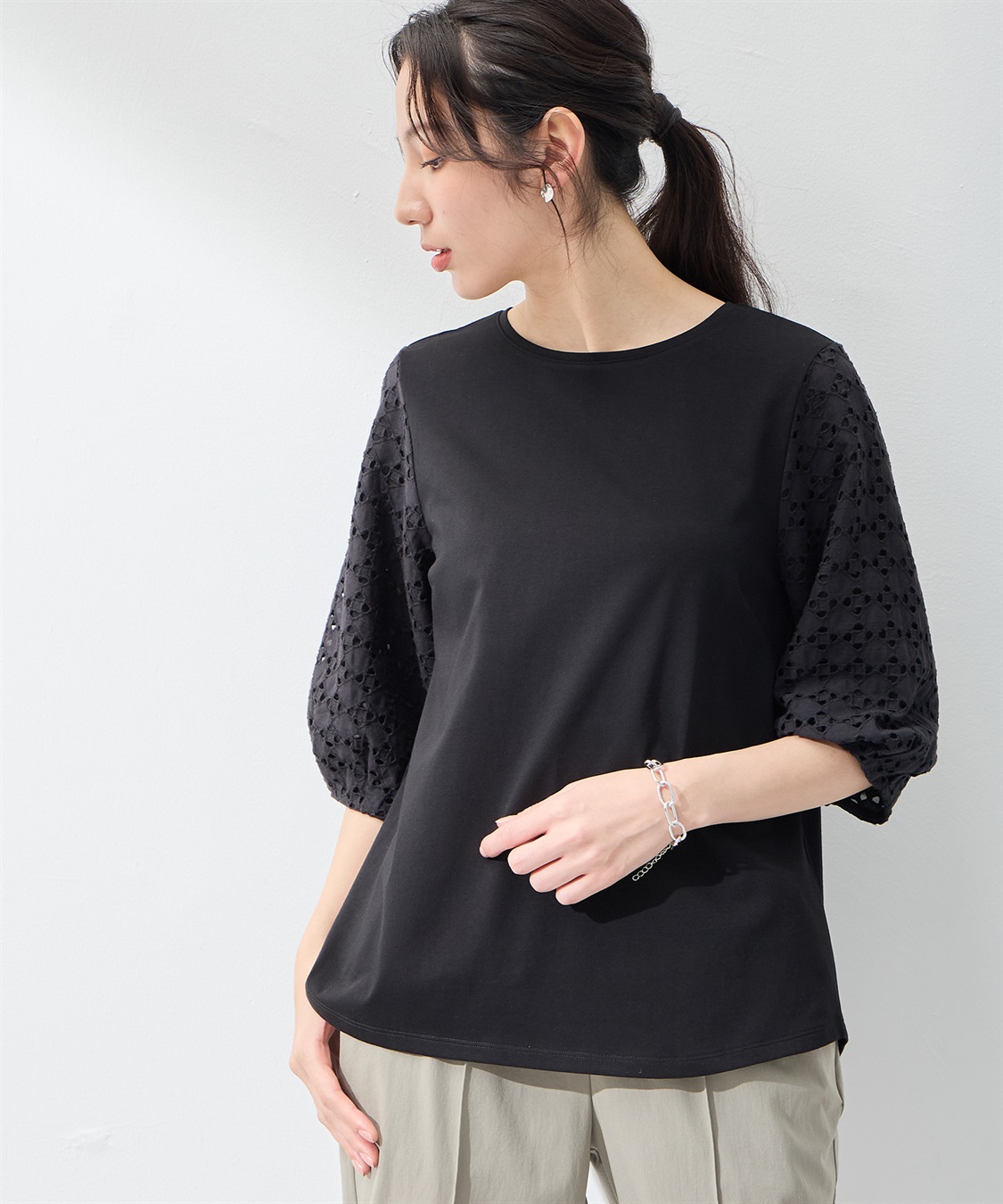 A/C DESIGN BY ALPHA CUBIC 【UVカット】レーススリーブプルオーバー_sub_25