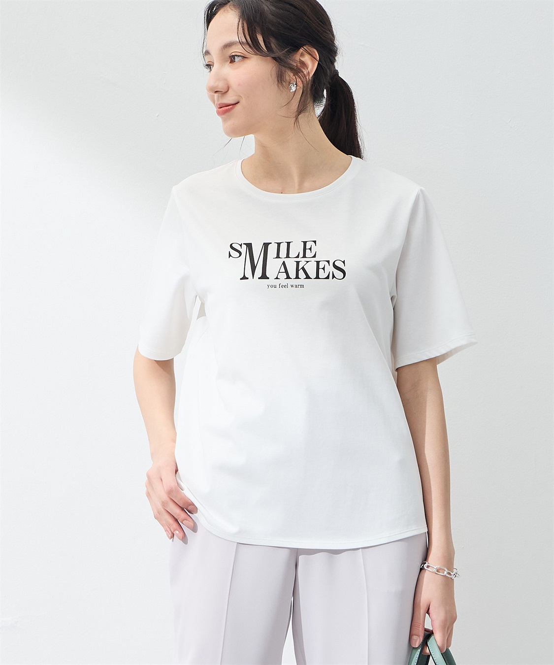 A/C DESIGN BY ALPHA CUBIC 【UVカット】ロゴプリントラウンドヘムTシャツ_sub_1