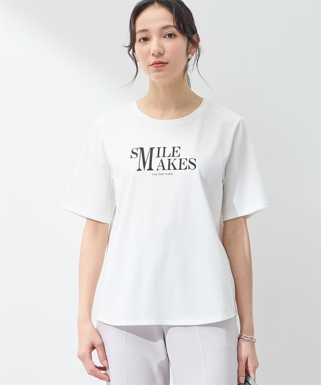 A/C DESIGN BY ALPHA CUBIC 【UVカット】ロゴプリントラウンドヘムTシャツ_sub_2