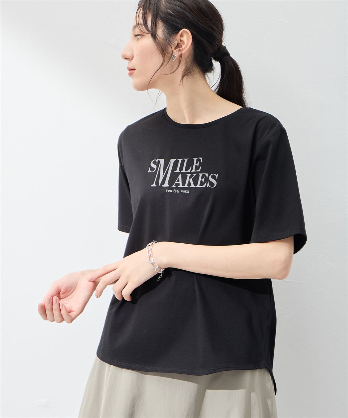 A/C DESIGN BY ALPHA CUBIC 【UVカット】ロゴプリントラウンドヘムTシャツ_sub_8