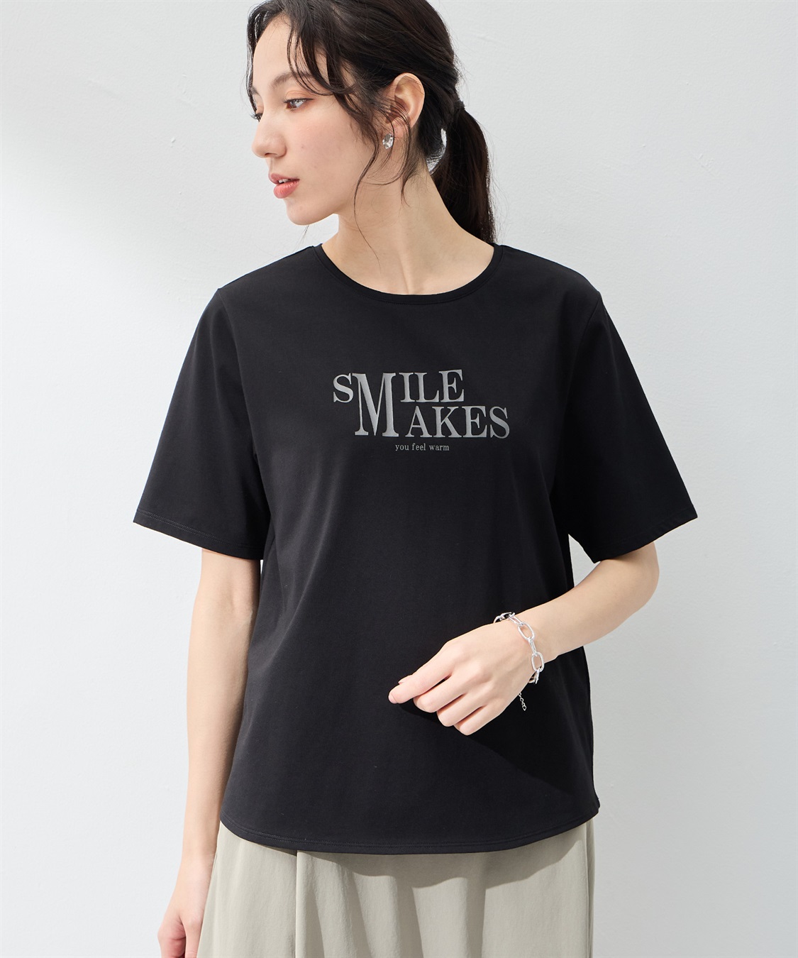 A/C DESIGN BY ALPHA CUBIC 【UVカット】ロゴプリントラウンドヘムTシャツ_sub_10