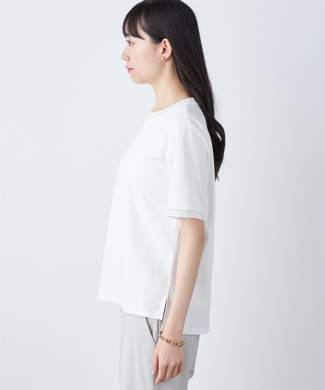 A/C DESIGN BY ALPHA CUBIC 【汗じみ防止・UVカット・冷感】テープ使いTシャツ_sub_9