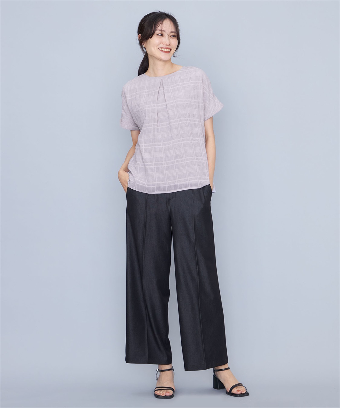 A/C DESIGN BY ALPHA CUBIC ジャガードチェックTブラウス_sub_13