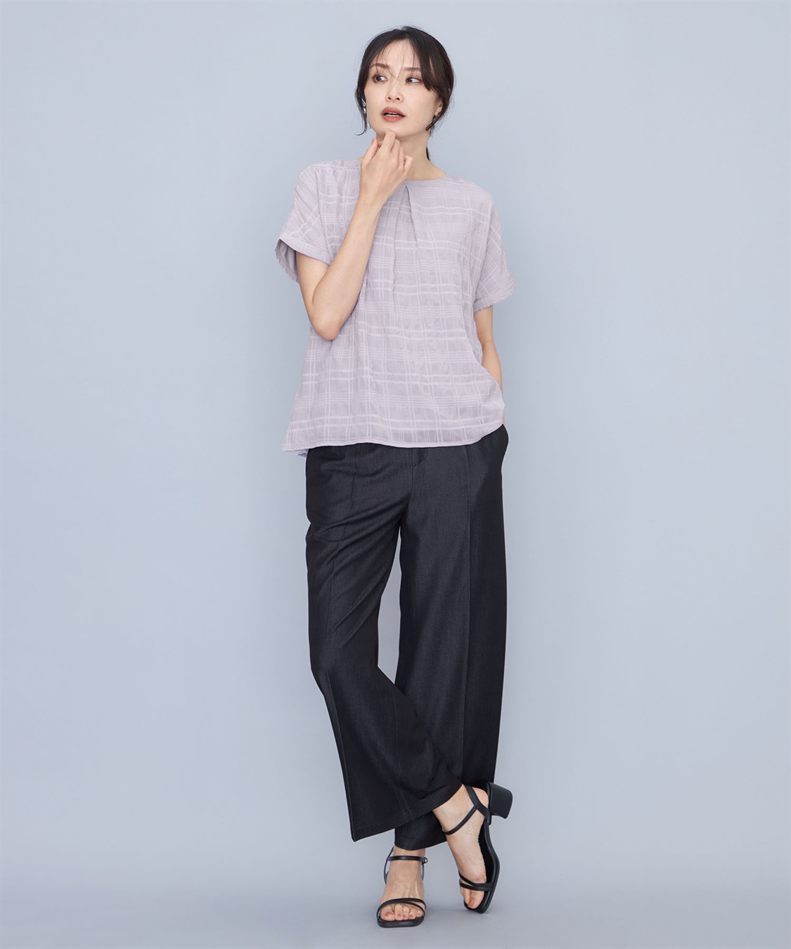 A/C DESIGN BY ALPHA CUBIC ジャガードチェックTブラウス_sub_14