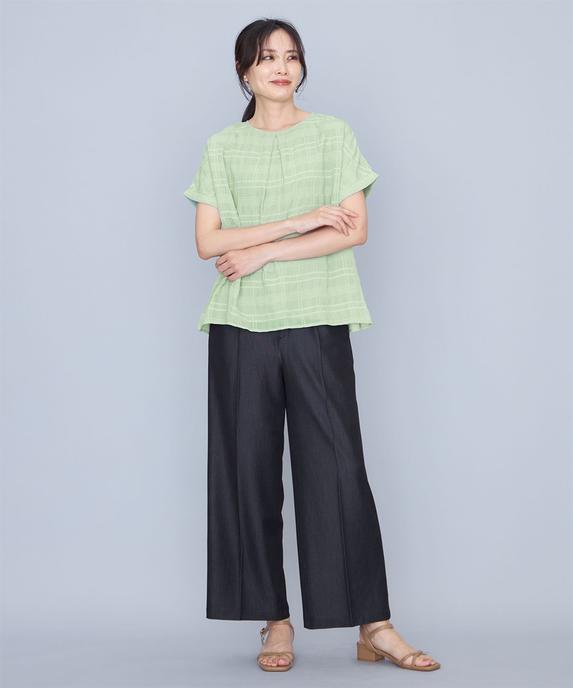 A/C DESIGN BY ALPHA CUBIC ジャガードチェックTブラウス_sub_16