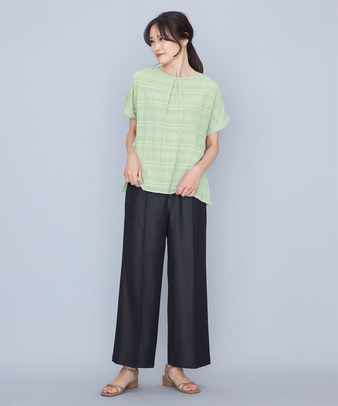 A/C DESIGN BY ALPHA CUBIC ジャガードチェックTブラウス_sub_17