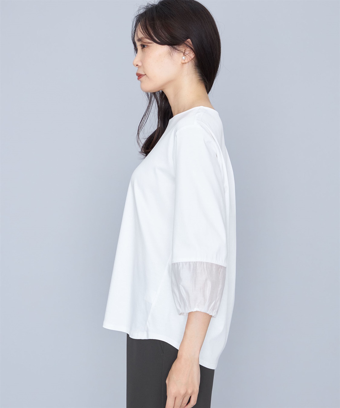 A/C DESIGN BY ALPHA CUBIC ランタンスリーブシアープルオーバー_sub_1