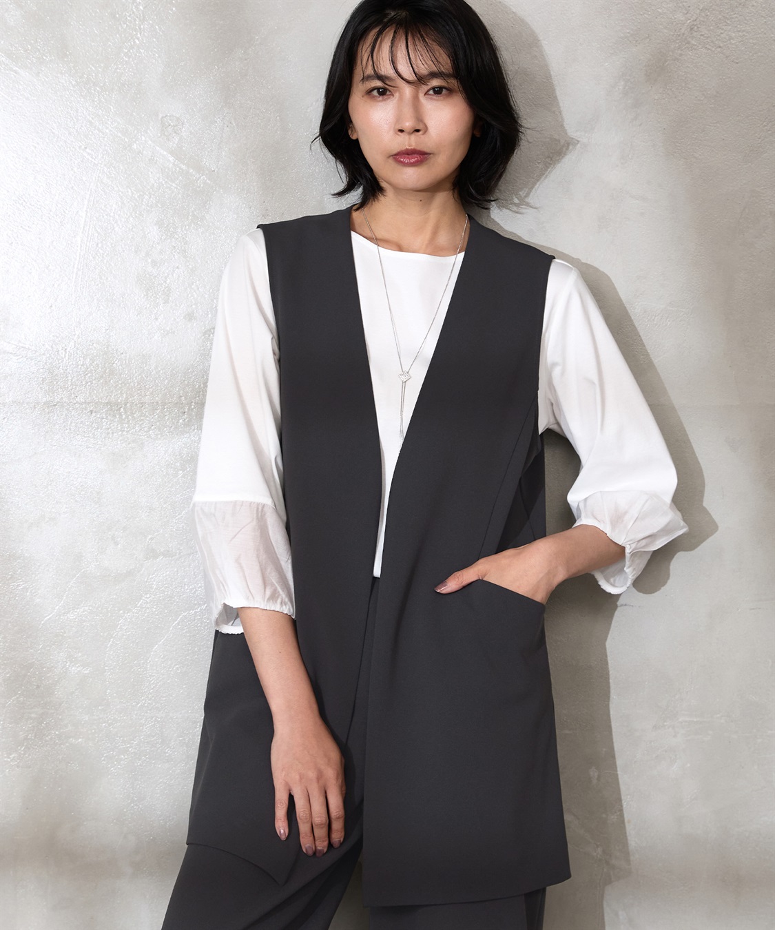 A/C DESIGN BY ALPHA CUBIC ランタンスリーブシアープルオーバー_sub_19