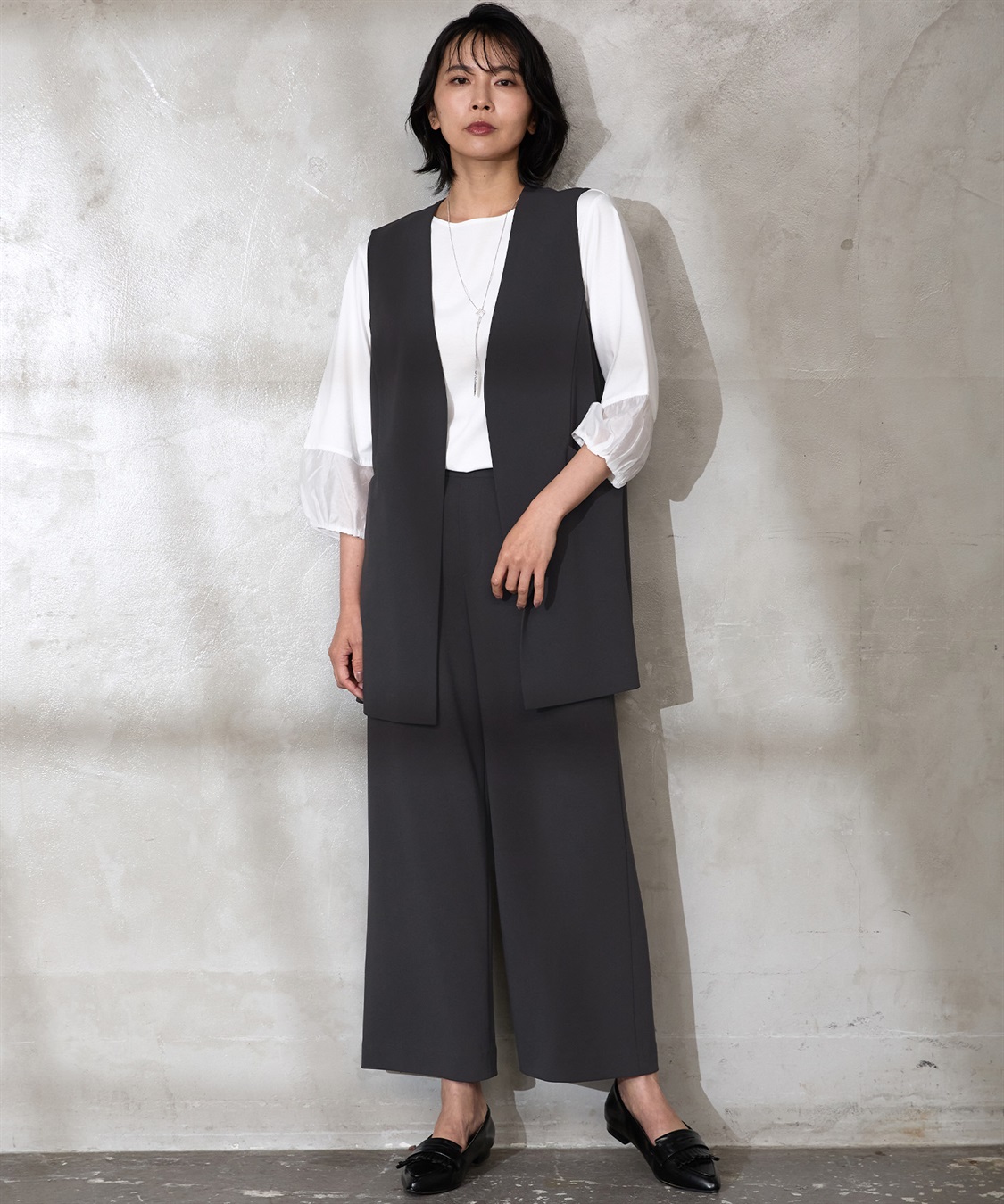 A/C DESIGN BY ALPHA CUBIC ランタンスリーブシアープルオーバー_sub_20