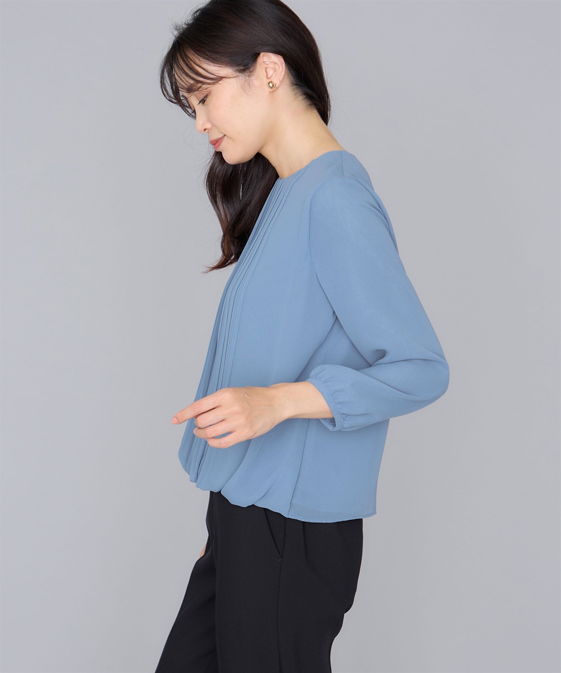 A/C DESIGN BY ALPHA CUBIC フロントプリーツTブラウス_sub_1