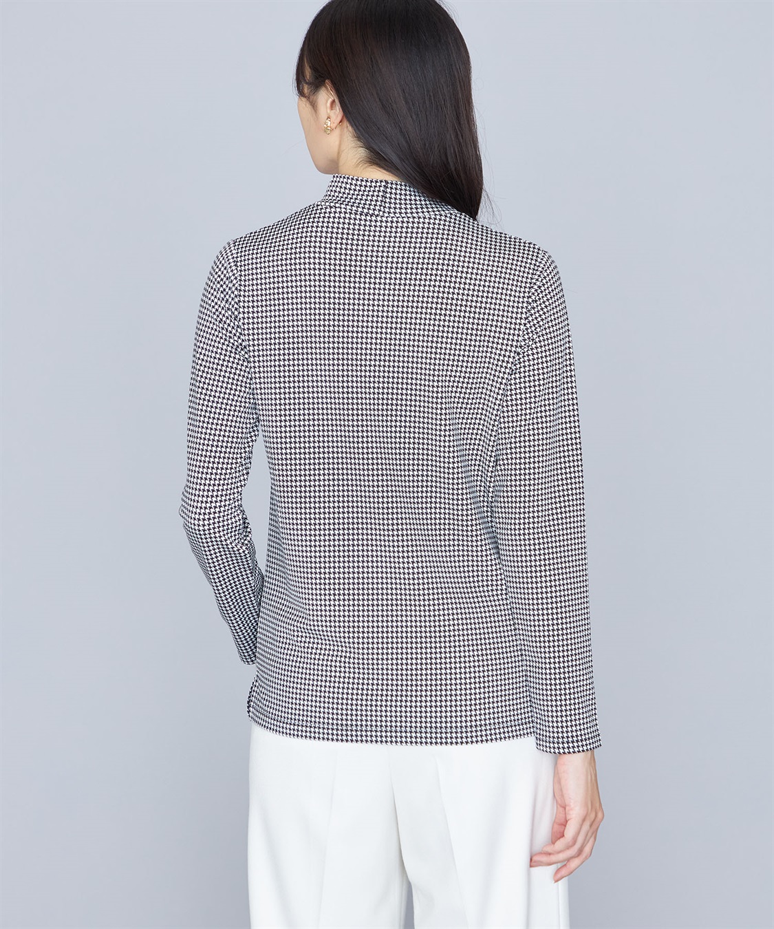 千鳥チェックプリントハイネックプルオーバー A/C DESIGN BY ALPHA