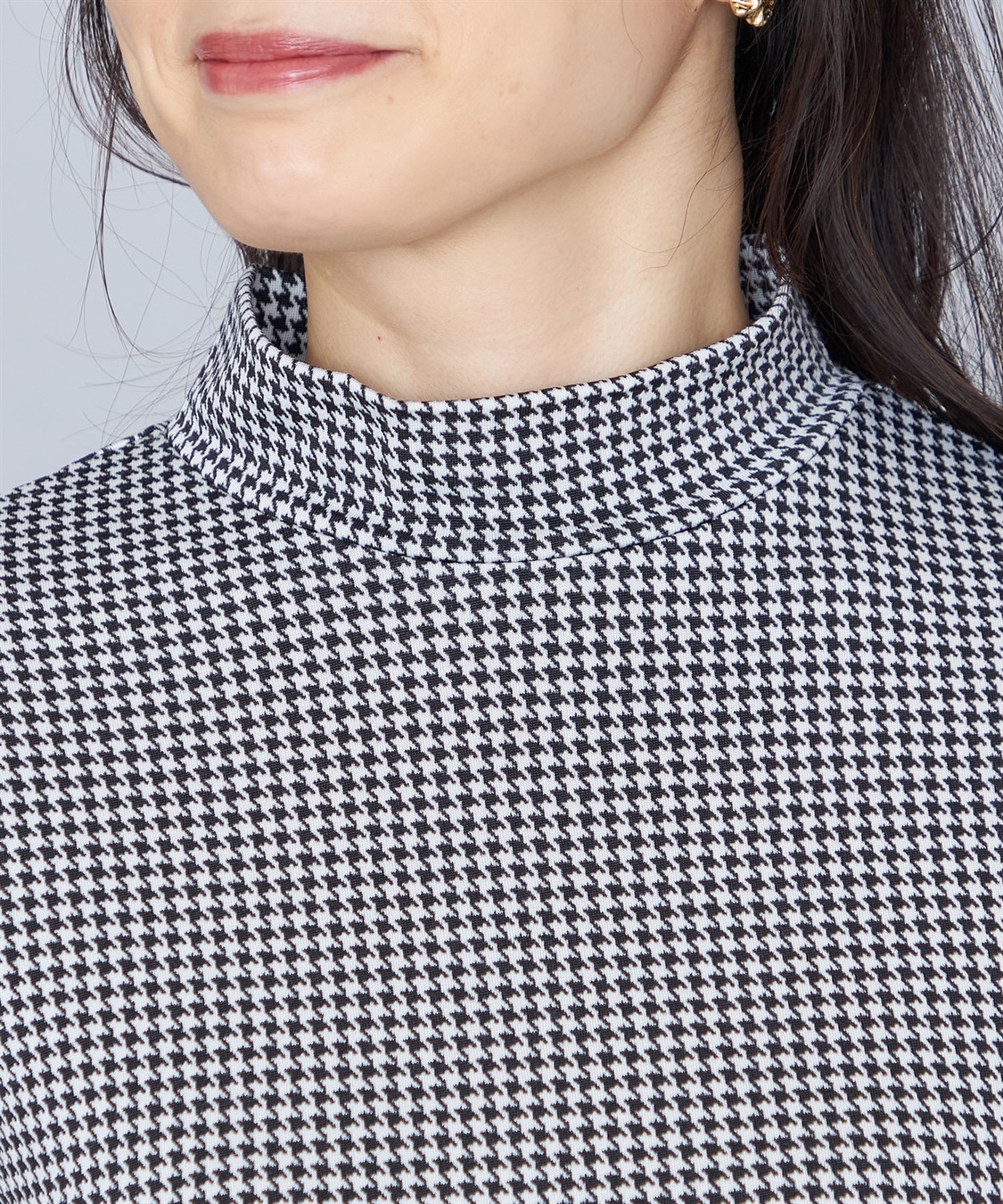 千鳥チェックプリントハイネックプルオーバー A/C DESIGN BY ALPHA