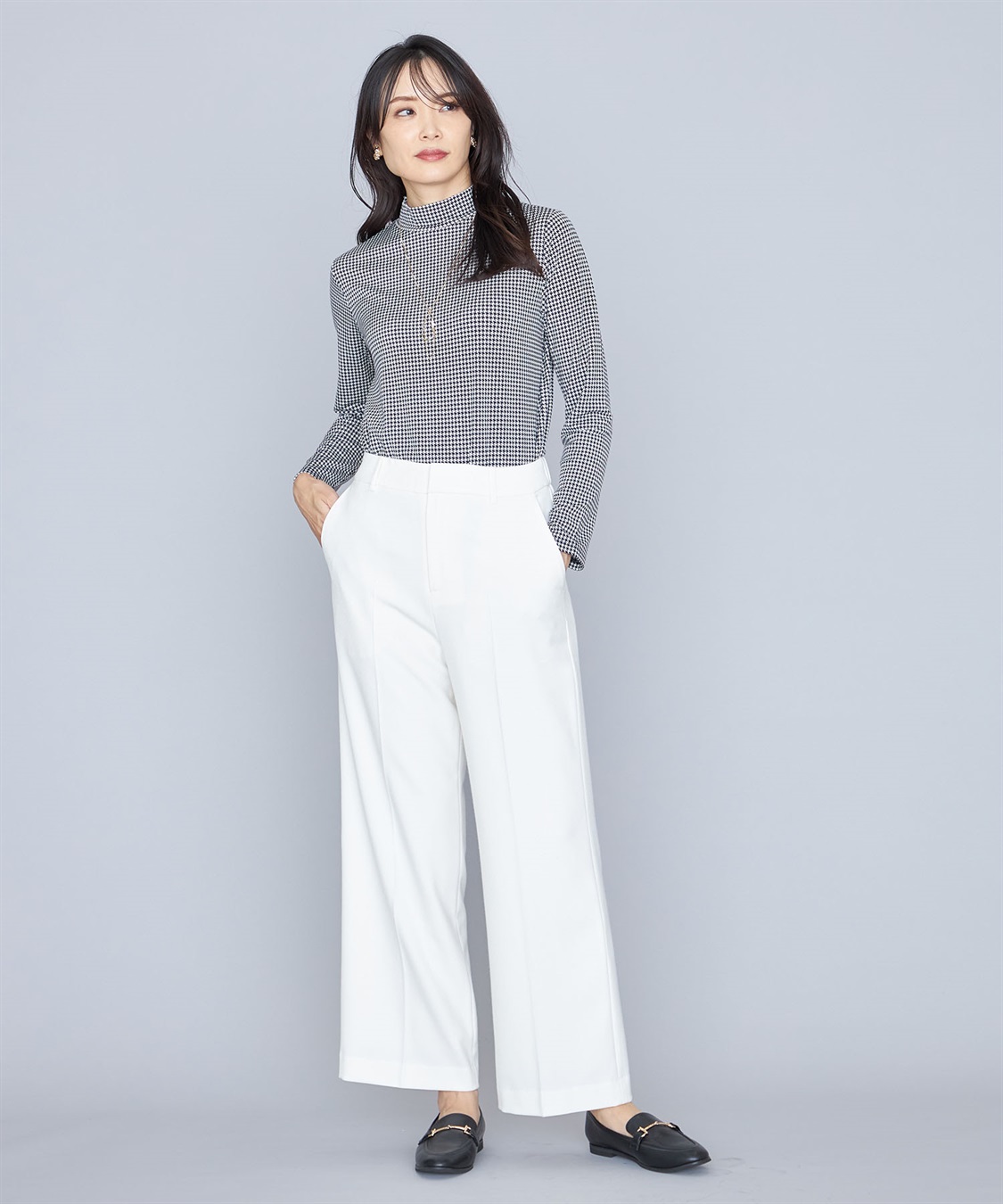 A/C DESIGN BY ALPHA CUBIC 千鳥チェックプリントハイネックプルオーバー_sub_9