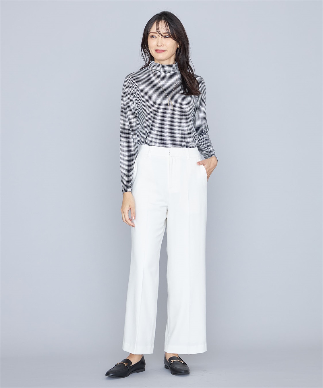 千鳥チェックプリントハイネックプルオーバー A/C DESIGN BY ALPHA