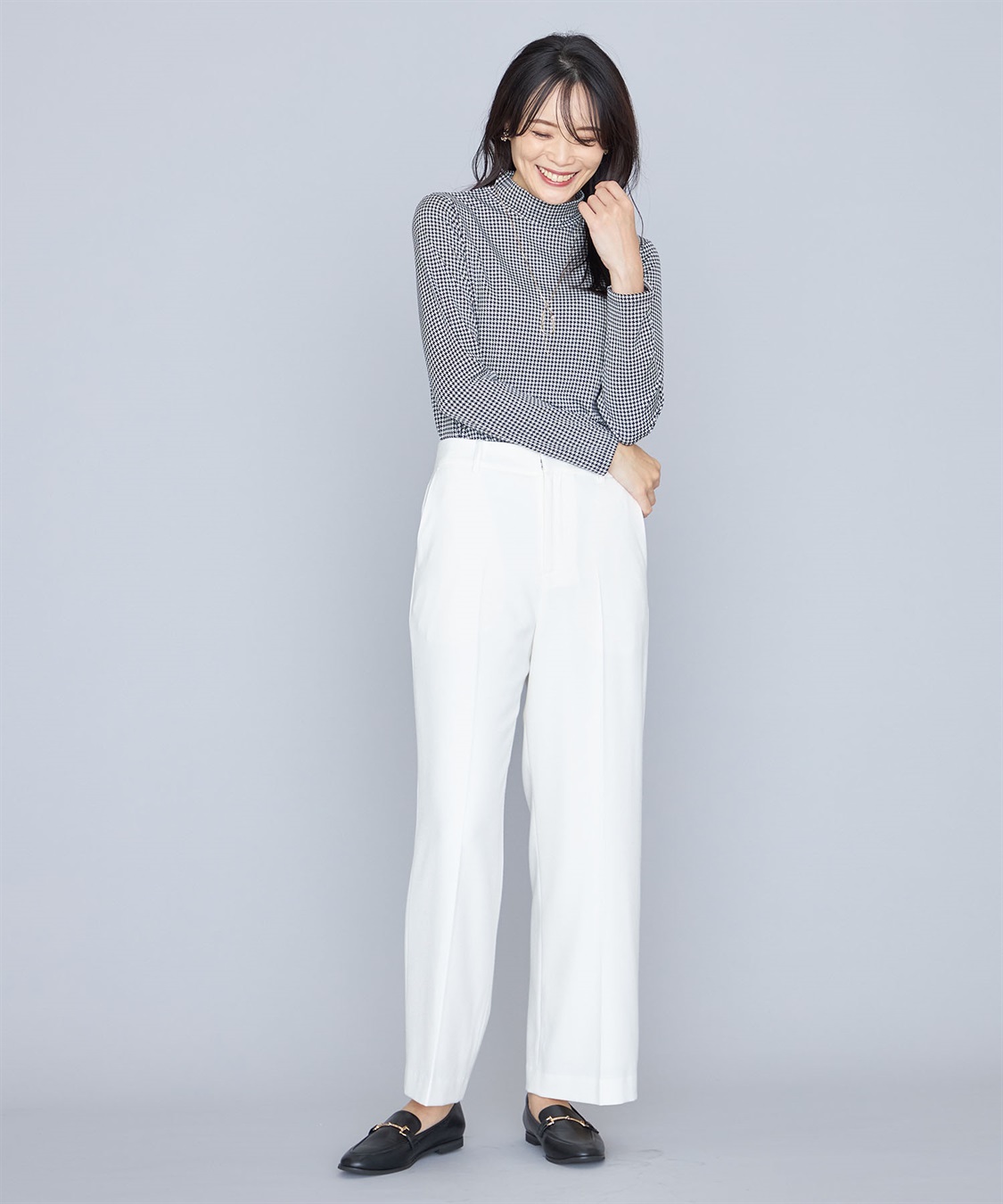 A/C DESIGN BY ALPHA CUBIC 千鳥チェックプリントハイネックプルオーバー_sub_11