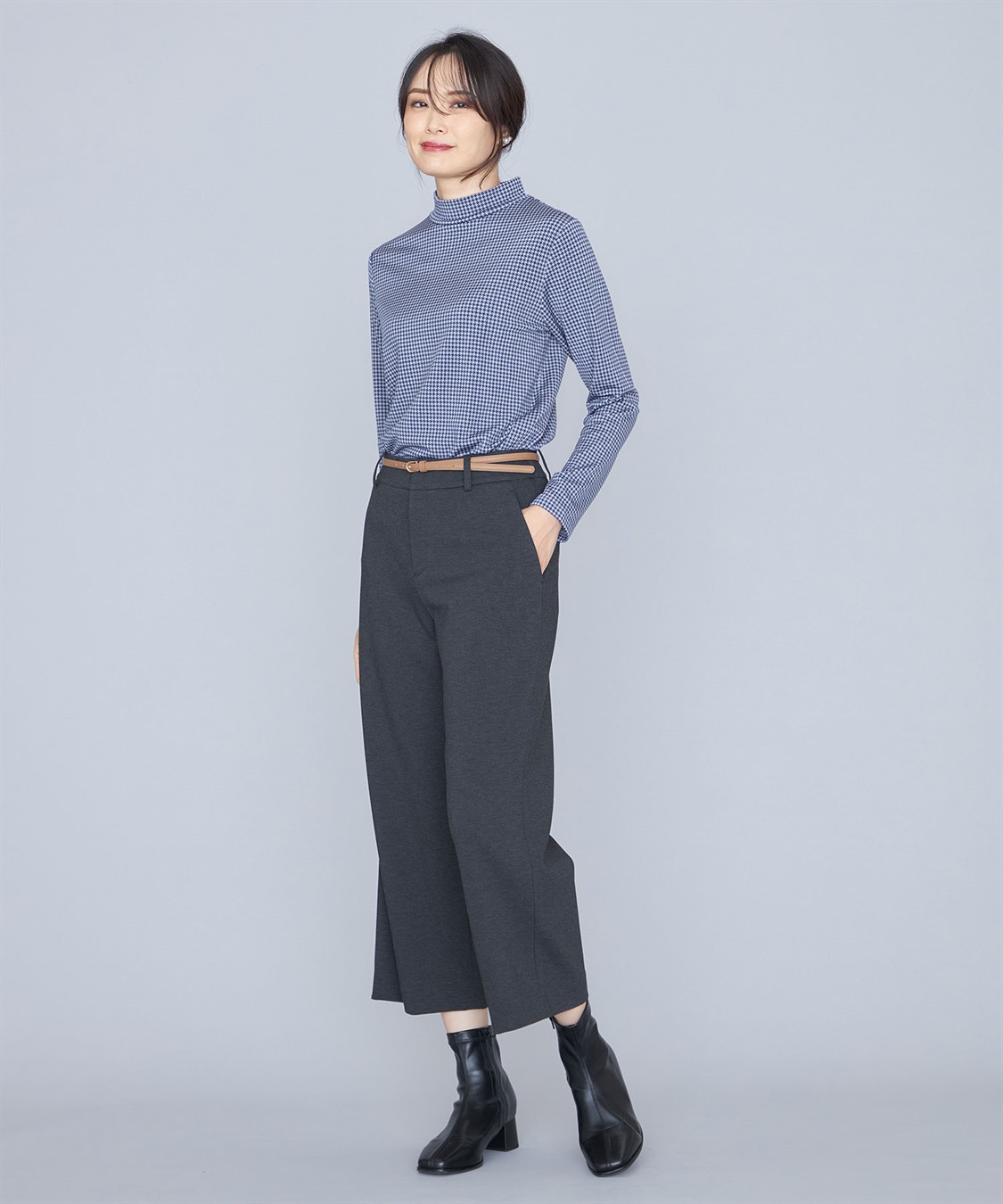 A/C DESIGN BY ALPHA CUBIC 千鳥チェックプリントハイネックプルオーバー_sub_12