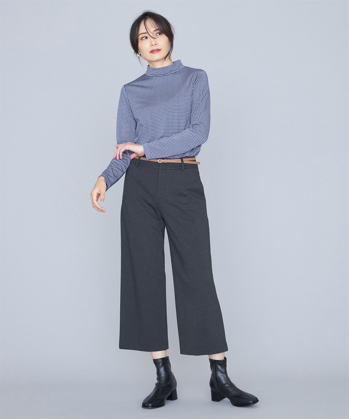 A/C DESIGN BY ALPHA CUBIC 千鳥チェックプリントハイネックプルオーバー_sub_13