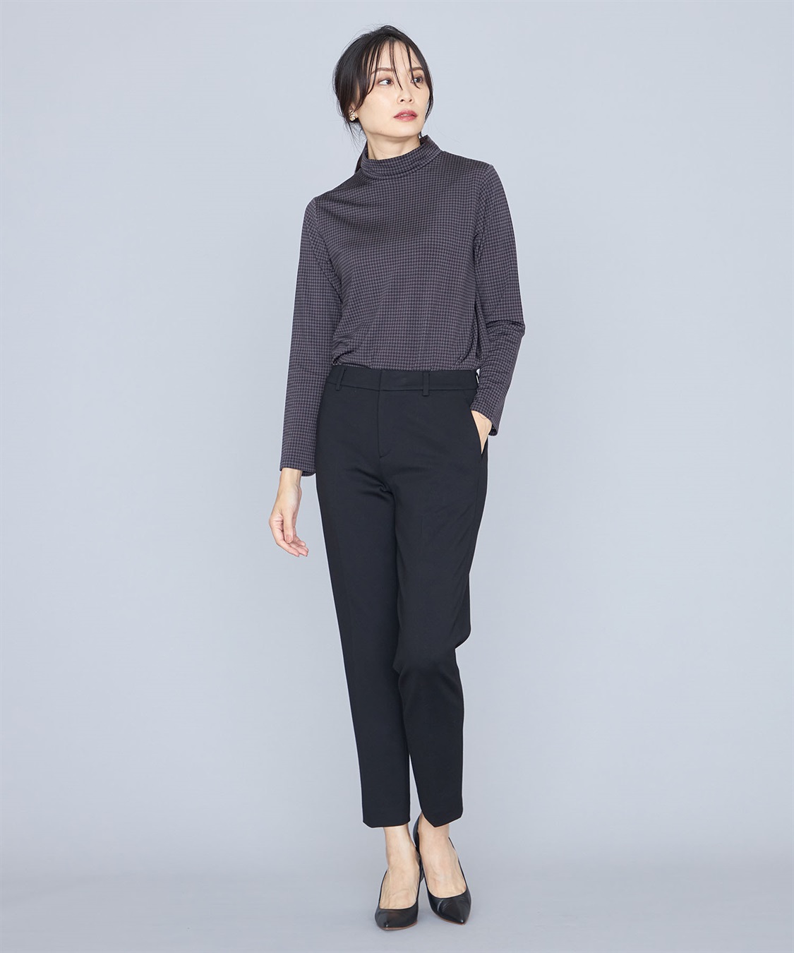 A/C DESIGN BY ALPHA CUBIC 千鳥チェックプリントハイネックプルオーバー_sub_16