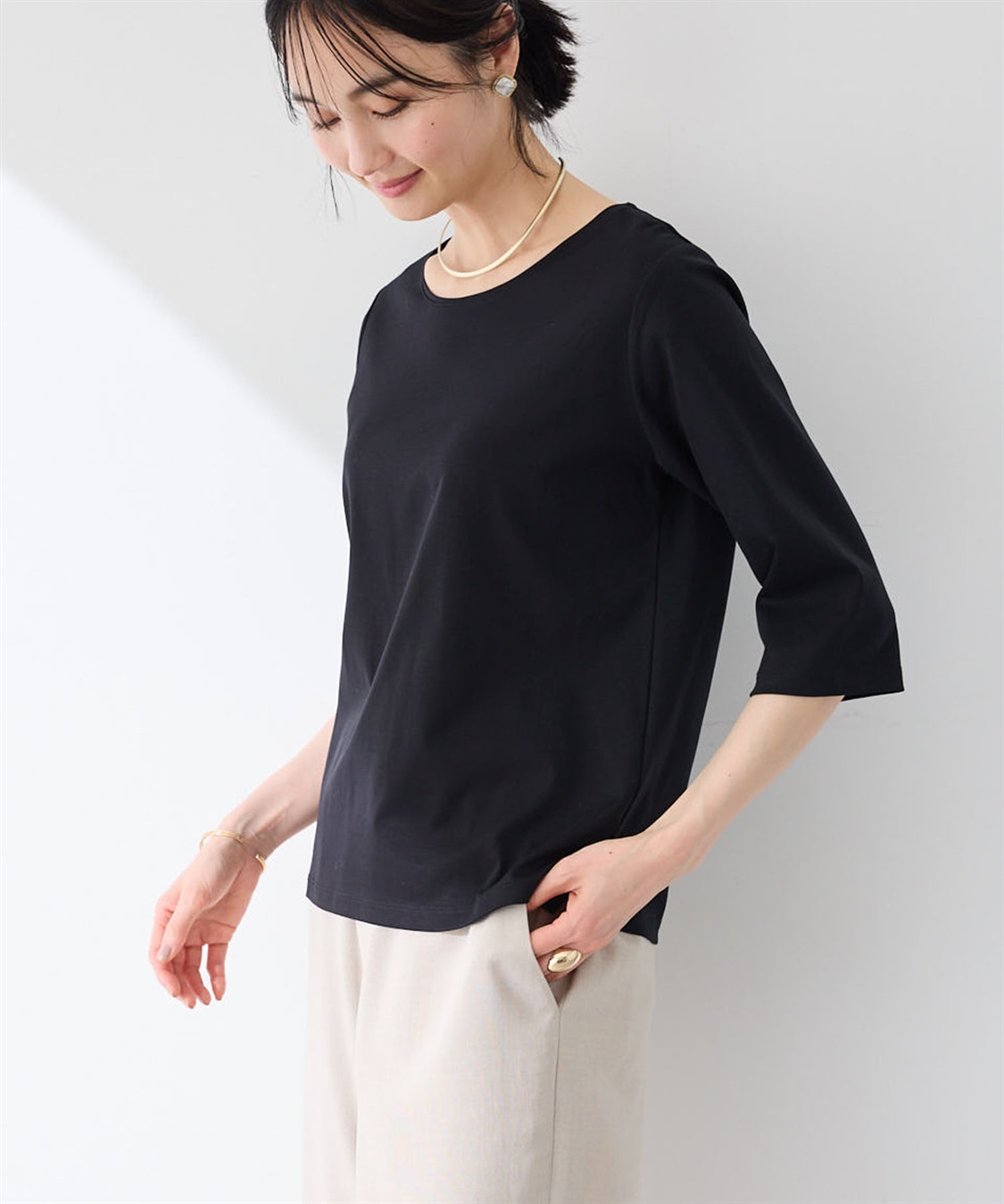 A/C DESIGN BY ALPHA CUBIC スムースカットソー【スゴつや・UVカット・接触冷感】_sub_1