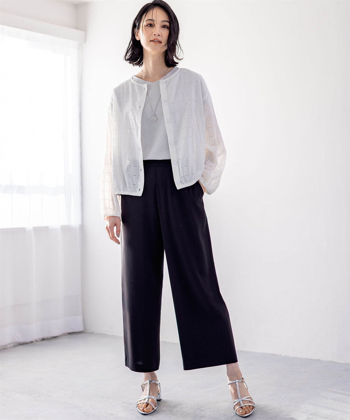 A/C DESIGN BY ALPHA CUBIC フレンチVネックTシャツ【すごツヤ・UVカット・接触冷感】_sub_2