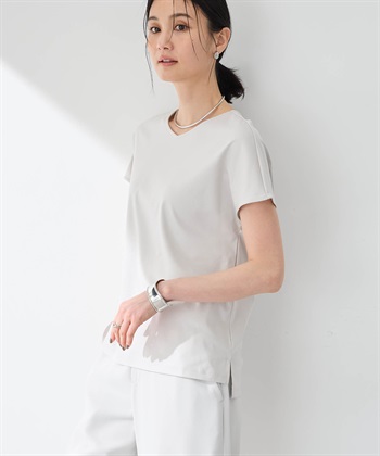 A/C DESIGN BY ALPHA CUBIC フレンチVネックTシャツ【すごツヤ・UVカット・接触冷感】_subthumb_8