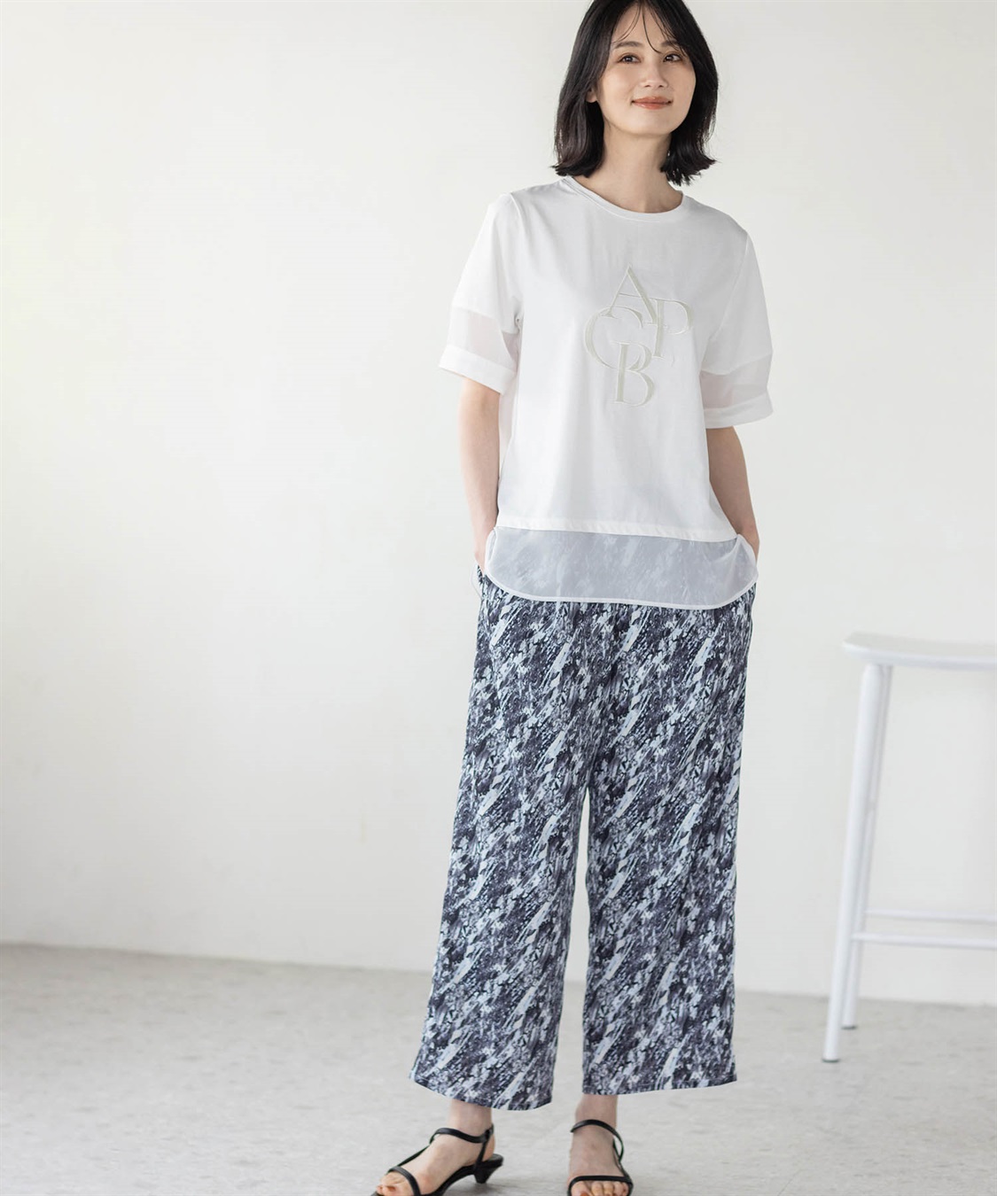 A/C DESIGN BY ALPHA CUBIC シアー切替えロゴTシャツ_sub_3