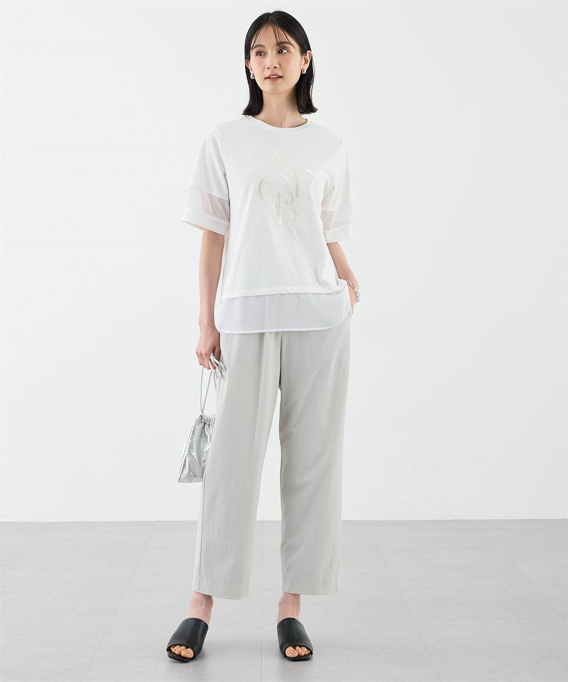 A/C DESIGN BY ALPHA CUBIC シアー切替えロゴTシャツ_sub_4