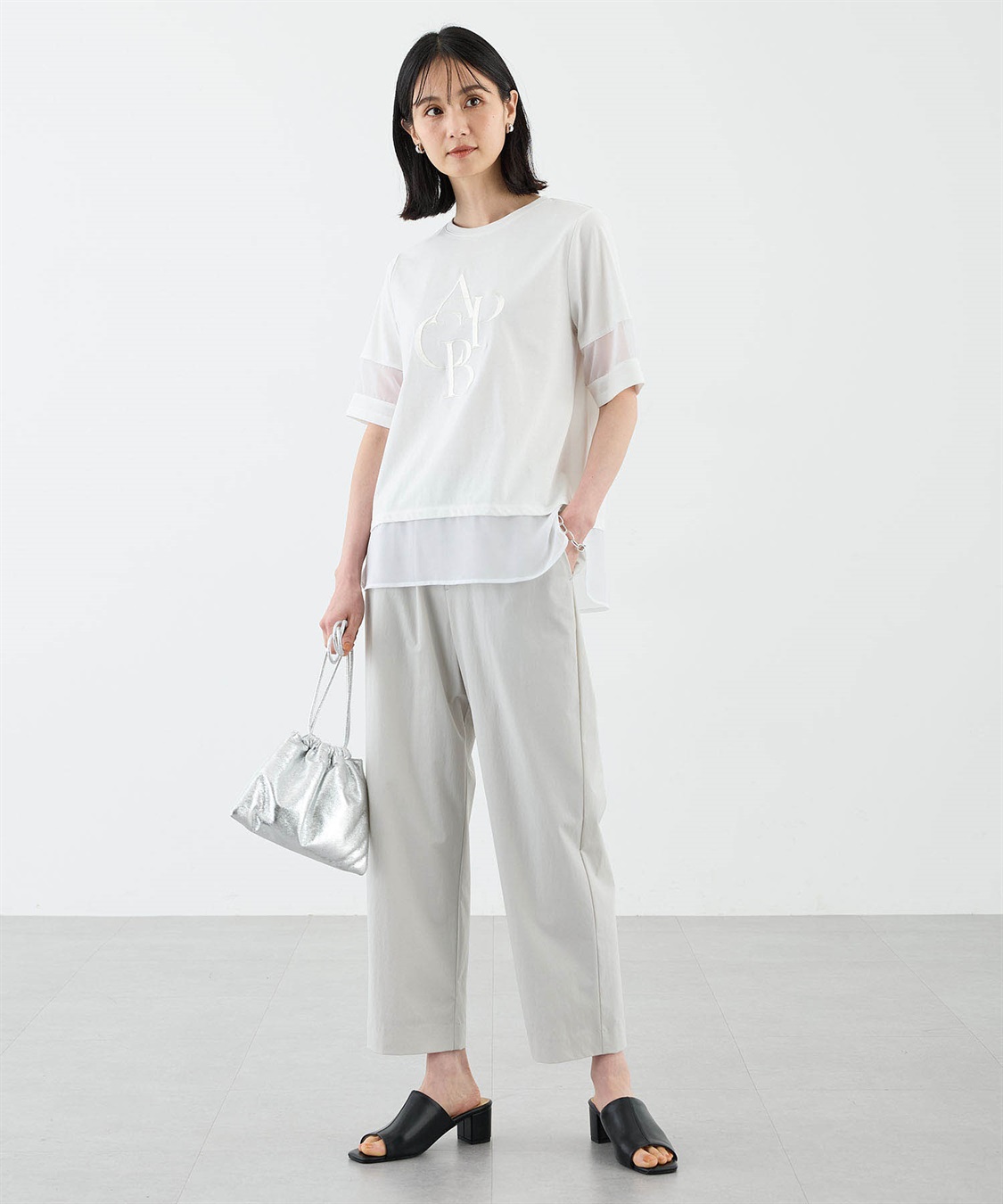 A/C DESIGN BY ALPHA CUBIC シアー切替えロゴTシャツ_sub_5