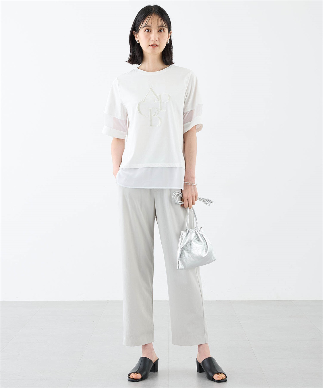 A/C DESIGN BY ALPHA CUBIC シアー切替えロゴTシャツ_sub_6