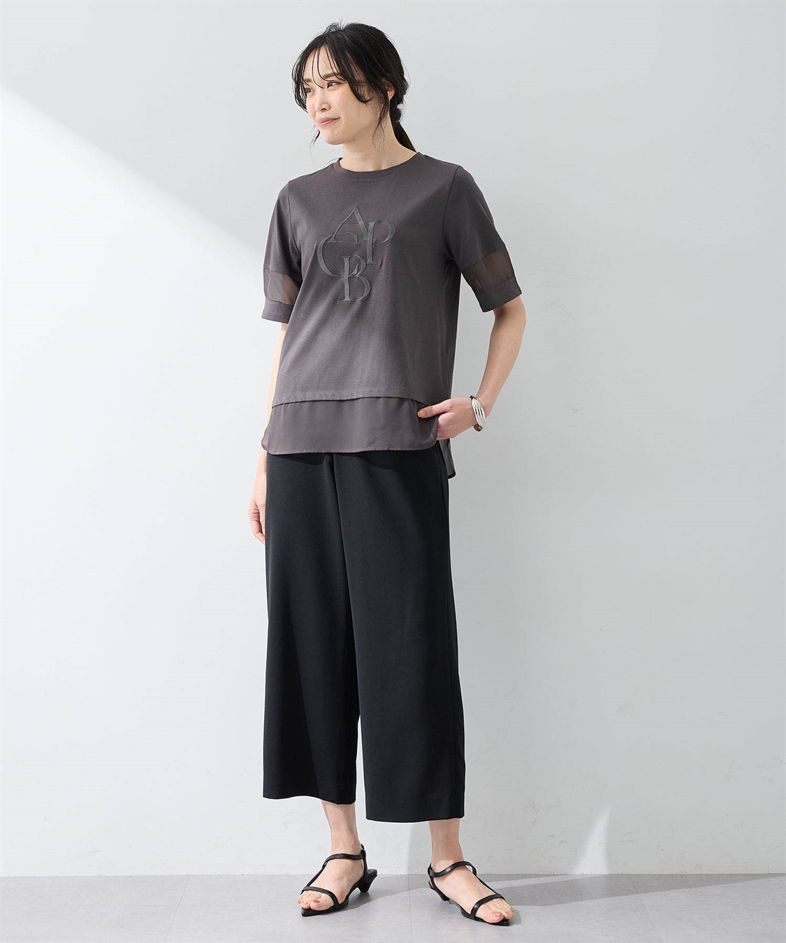 A/C DESIGN BY ALPHA CUBIC シアー切替えロゴTシャツ_sub_10