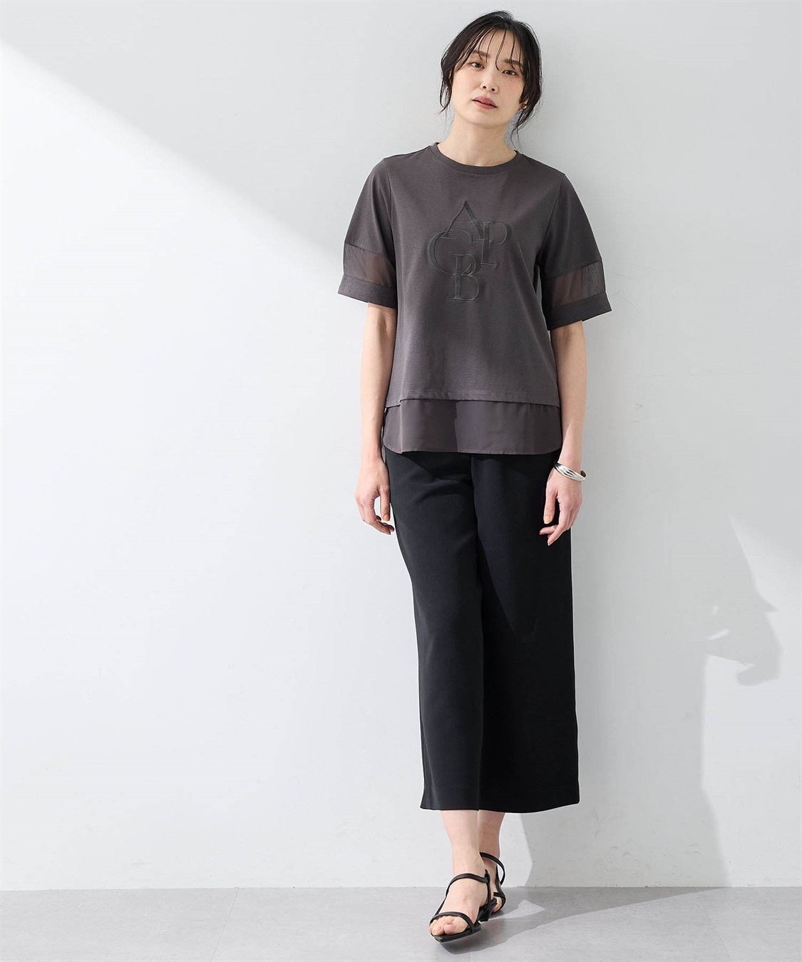 A/C DESIGN BY ALPHA CUBIC シアー切替えロゴTシャツ_sub_11