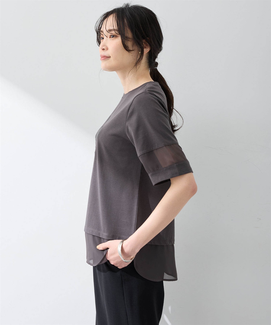 A/C DESIGN BY ALPHA CUBIC シアー切替えロゴTシャツ_sub_13