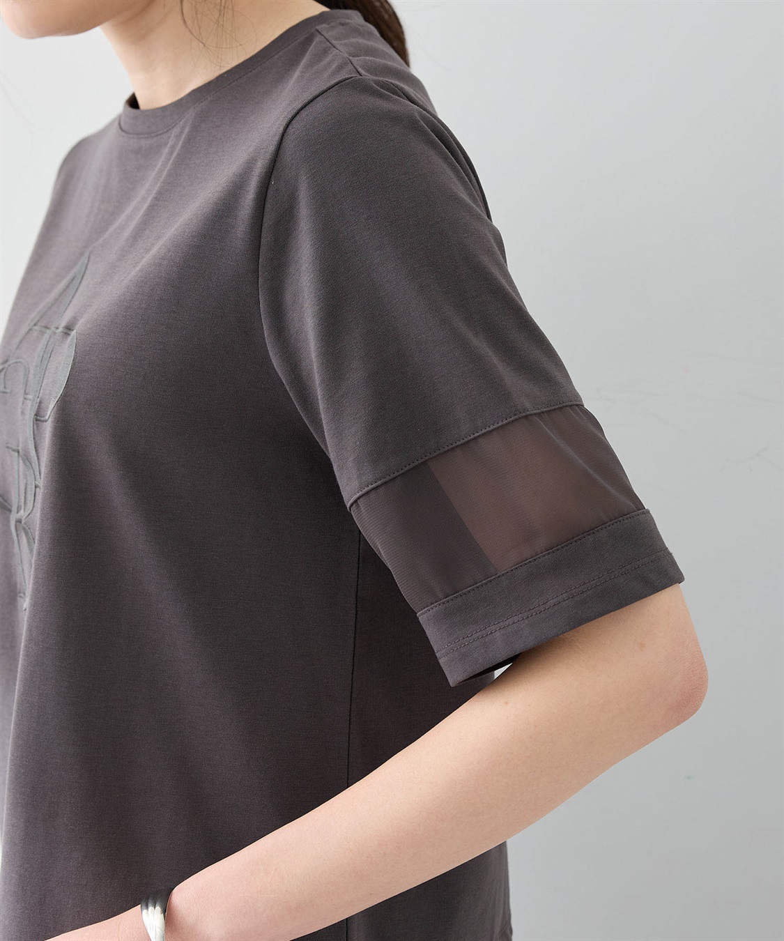 A/C DESIGN BY ALPHA CUBIC シアー切替えロゴTシャツ_sub_16