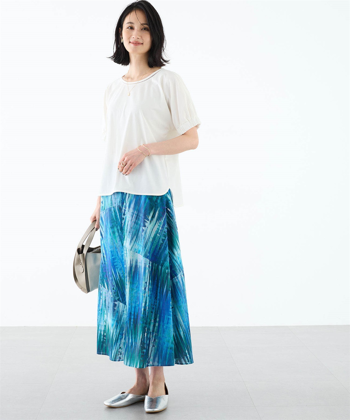 A/C DESIGN BY ALPHA CUBIC 袖シャーリングドルマンプルオーバー【接触冷感・UVカット】_sub_5