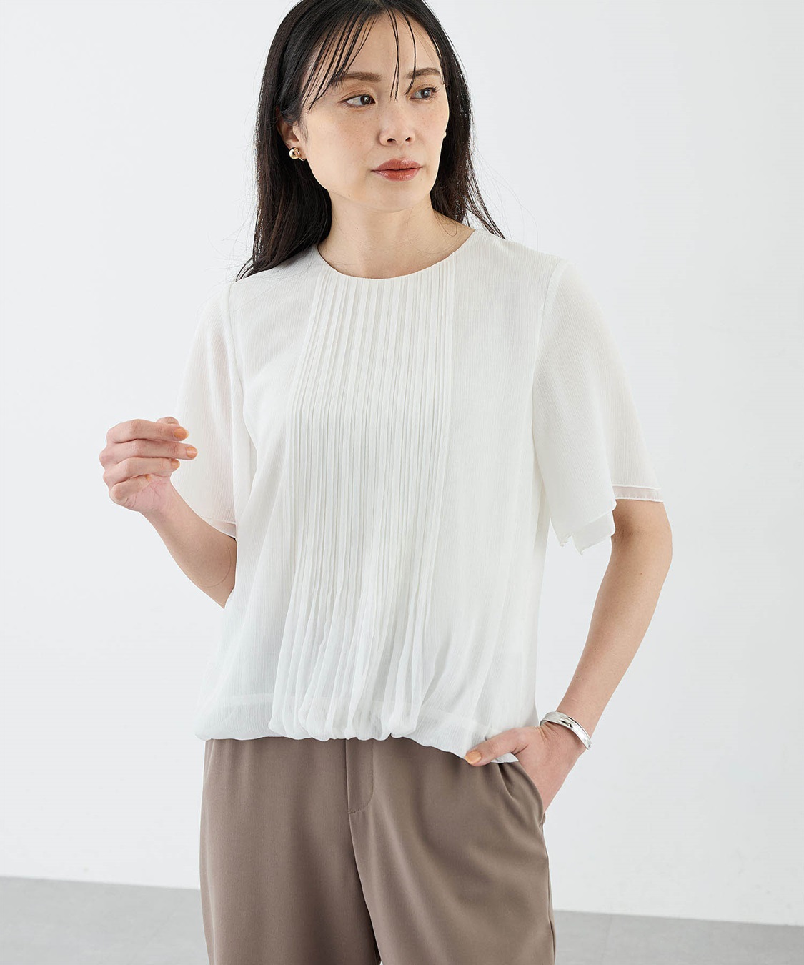 A/C DESIGN BY ALPHA CUBIC 消しプリーツ楊柳ブラウス_sub_2