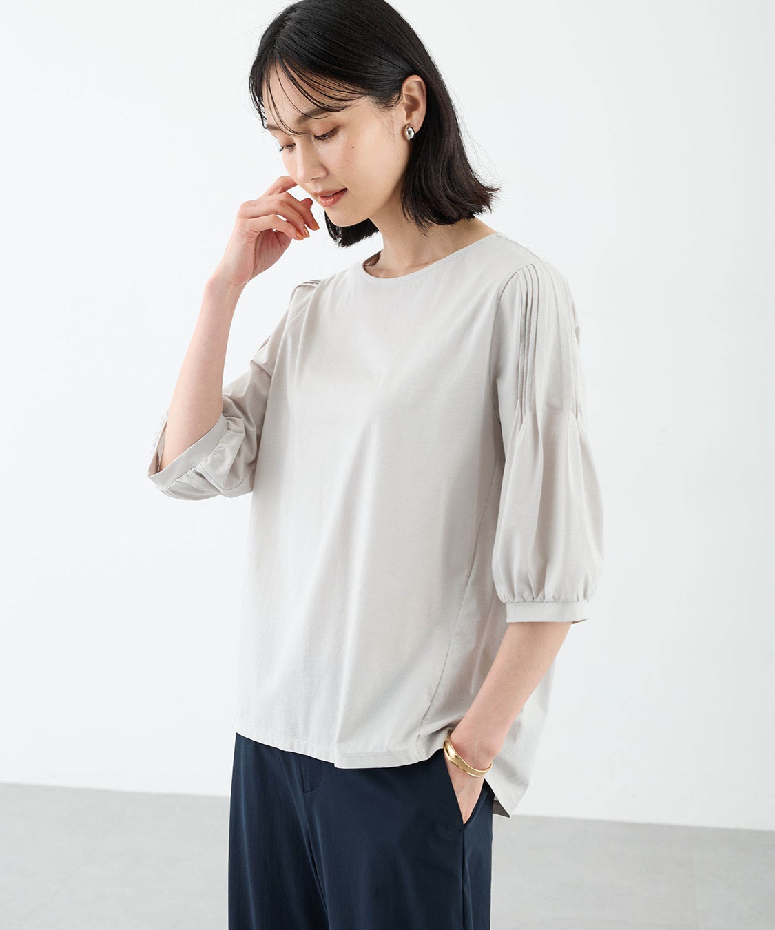 A/C DESIGN BY ALPHA CUBIC 袖タックデザインプルオーバー【接触冷感】_sub_3