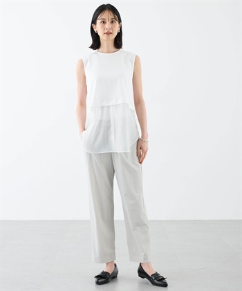 裾シアーノースリーブトップス A/C DESIGN BY ALPHA CUBIC