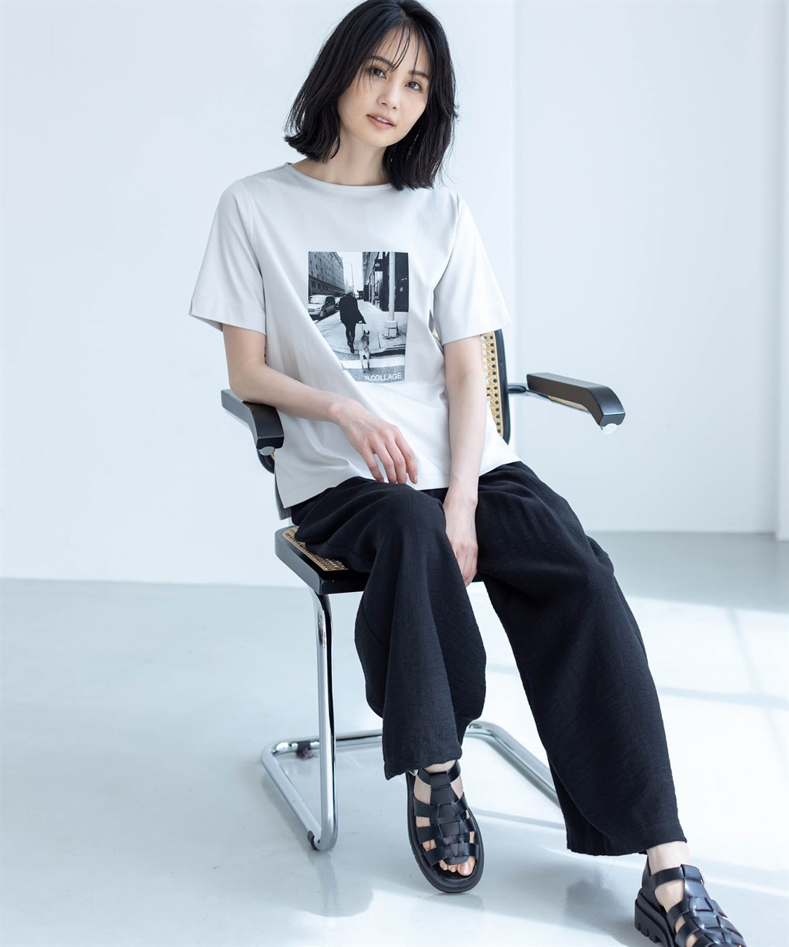 【カジュアルな装いも引き立てる♪】Dior Tシャツ アルコラージュ】ボートネックフォトTシャツ【接触冷感・UV