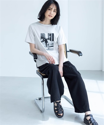 A/C DESIGN BY ALPHA CUBIC 【アルコラージュ】ボートネックフォトＴシャツ【接触冷感・UVカット】_subthumb_2