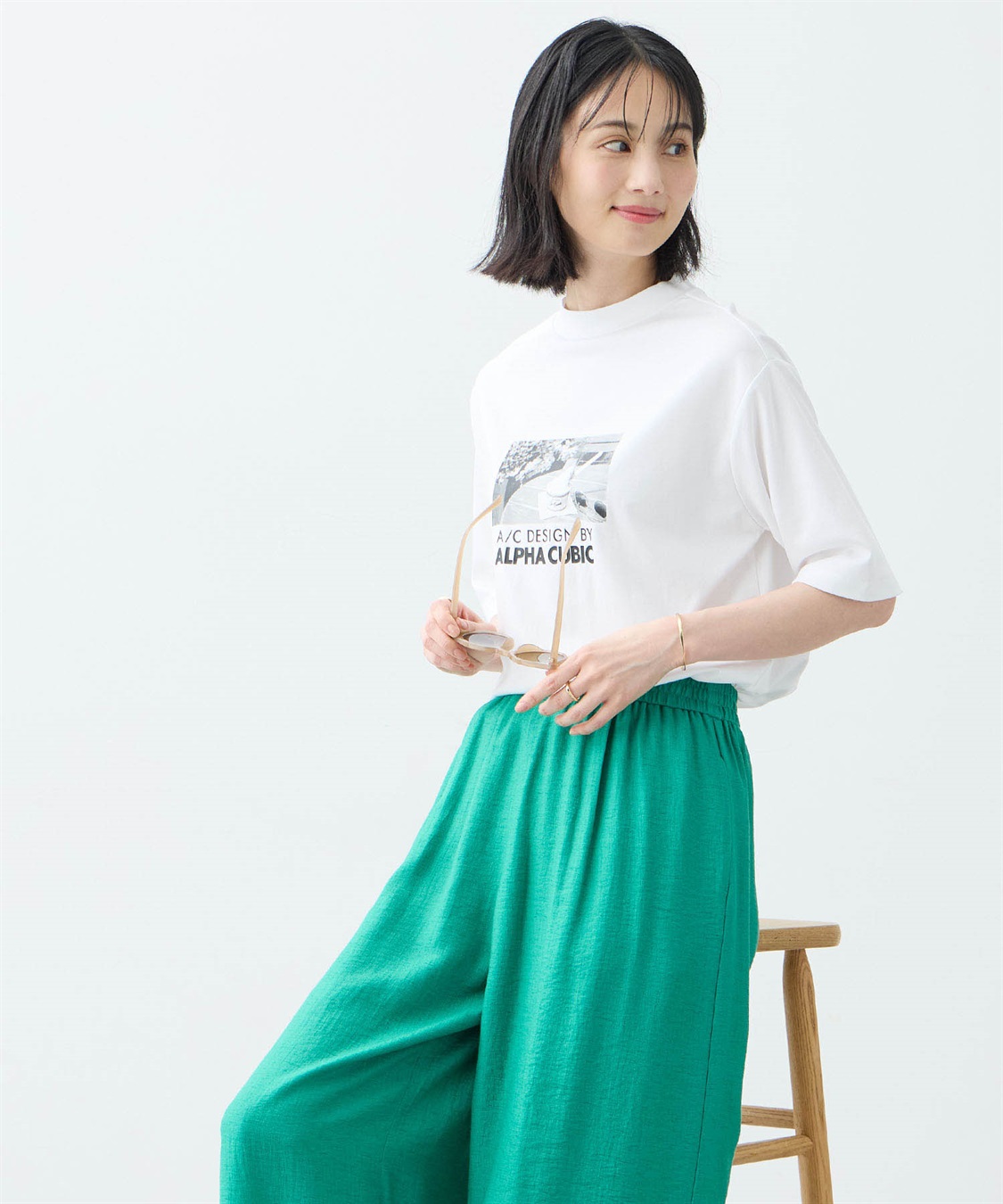 A/C DESIGN BY ALPHA CUBIC 【アルコラージュ】モックネックフォトＴシャツ【接触冷感・UVカット】_sub_4