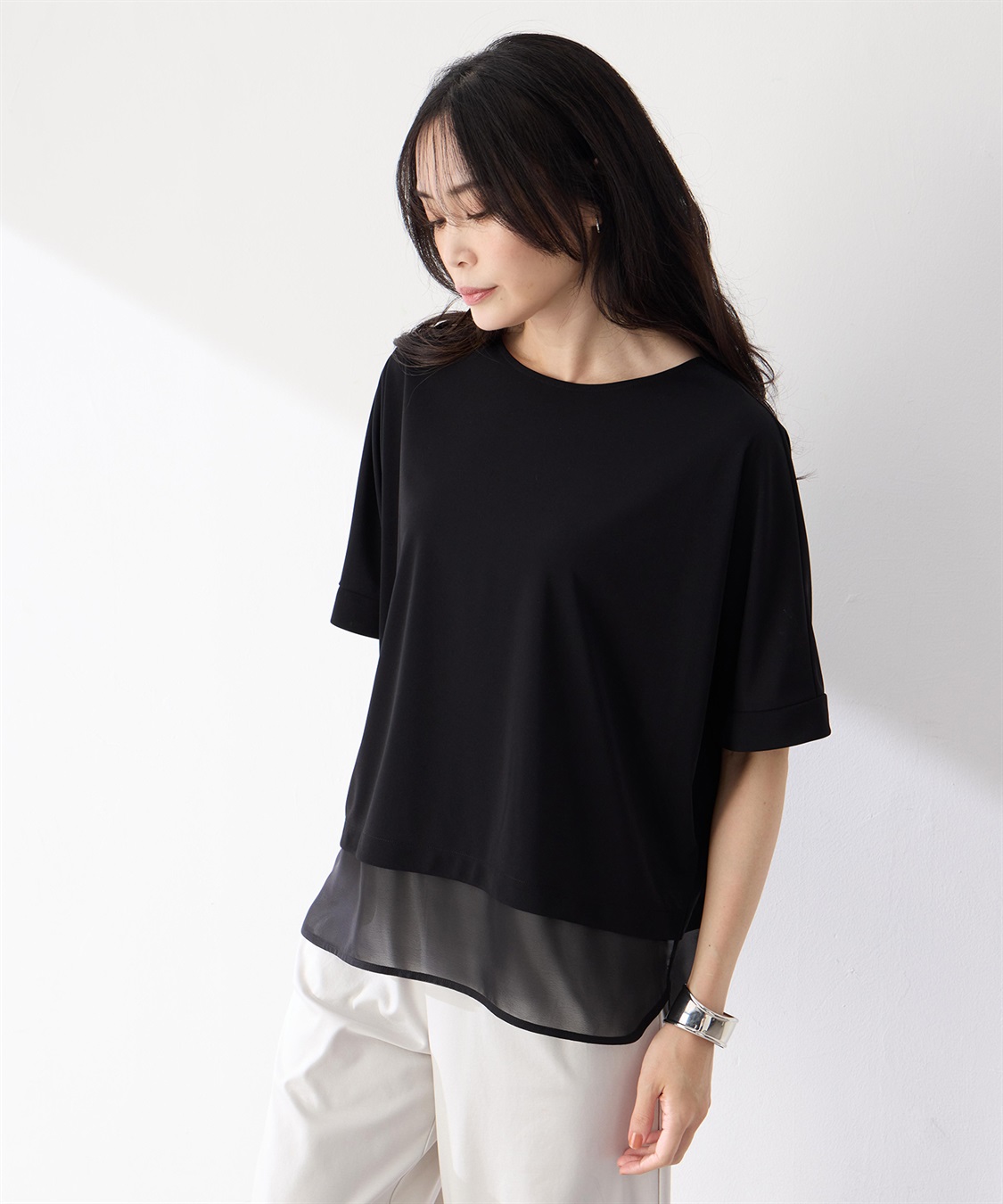 A/C DESIGN BY ALPHA CUBIC 裾シアーレイヤード風プルオーバー【接触冷感・UVカット】_sub_5