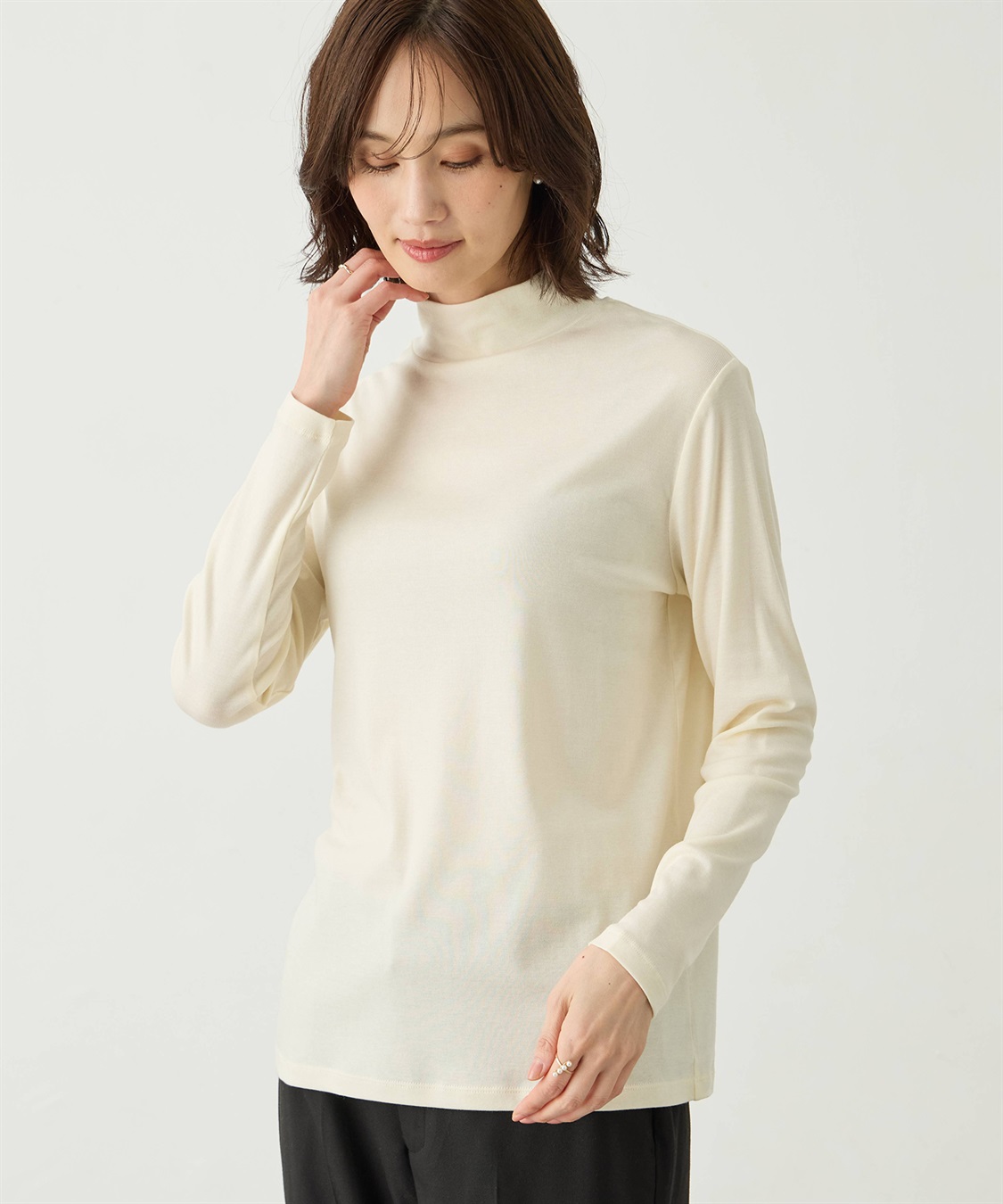 A/C DESIGN BY ALPHA CUBIC ウールミックスハイネックカットソー_sub_2