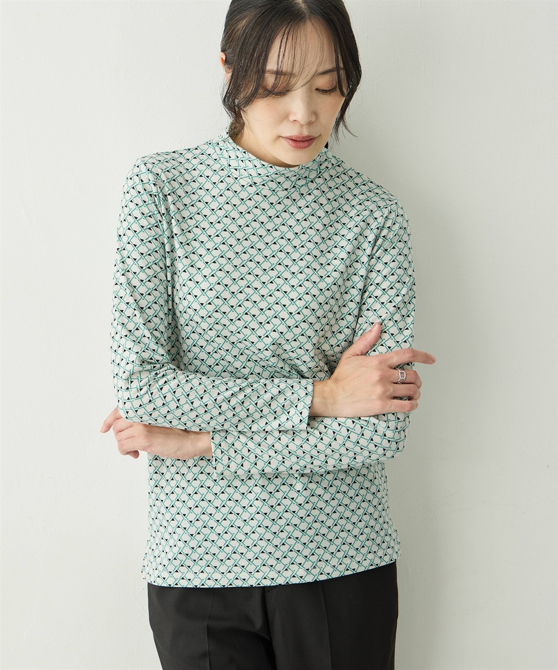 A/C DESIGN BY ALPHA CUBIC プリントハイネックカットソー_sub_3