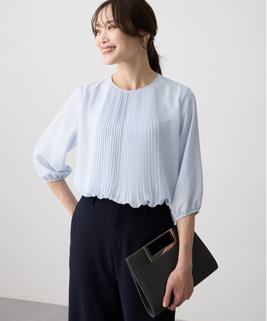 A/C DESIGN BY ALPHA CUBIC シフォンプリーツＴブラウス_sub_3