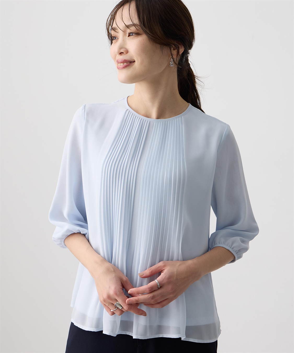 A/C DESIGN BY ALPHA CUBIC シフォンプリーツＴブラウス_sub_4