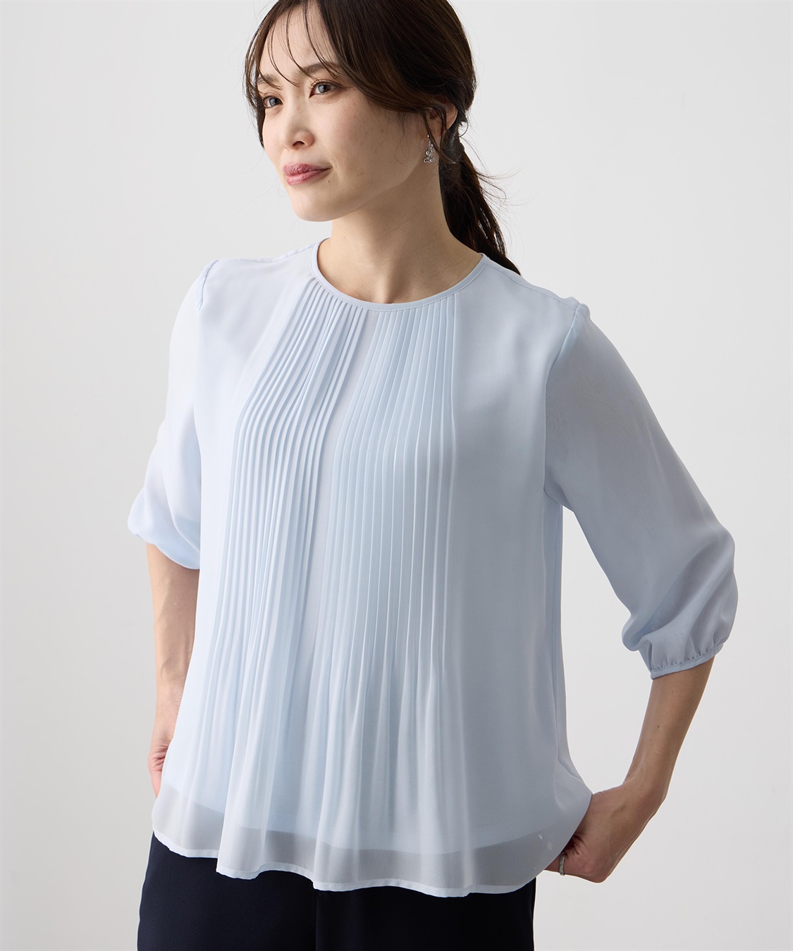 A/C DESIGN BY ALPHA CUBIC シフォンプリーツＴブラウス_sub_5